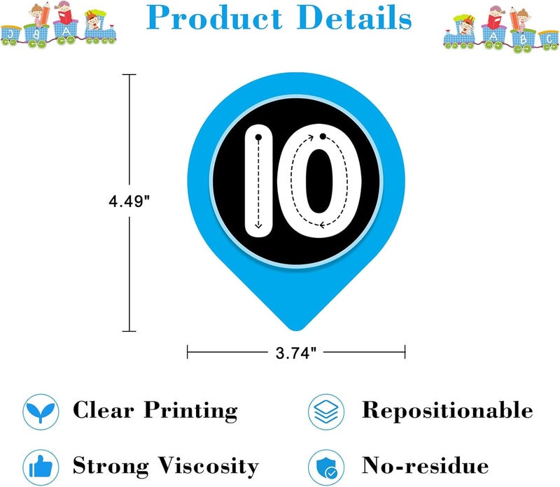 FLYAB Line Up Spots for Classroom Floor - 60 Pcs Number Wall Stickers Decals Colored Removable Eduacational Letters Stickers for Kids Bedroom Preschool Reading Corner Decorations - Image 2